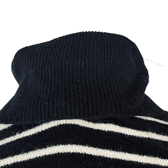 halogen Black Ivory Striped Josephine Cashmere Turtleneck Size XS HA393675MI - Picture 6 of 12